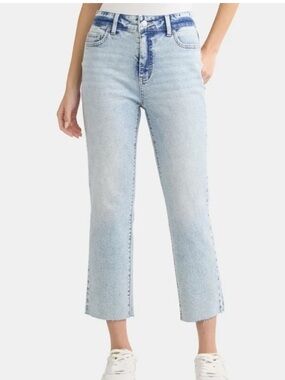 Time and Tru Women's Missy High Rise Straight Leg Cropped Raw Hem Jeans EUC